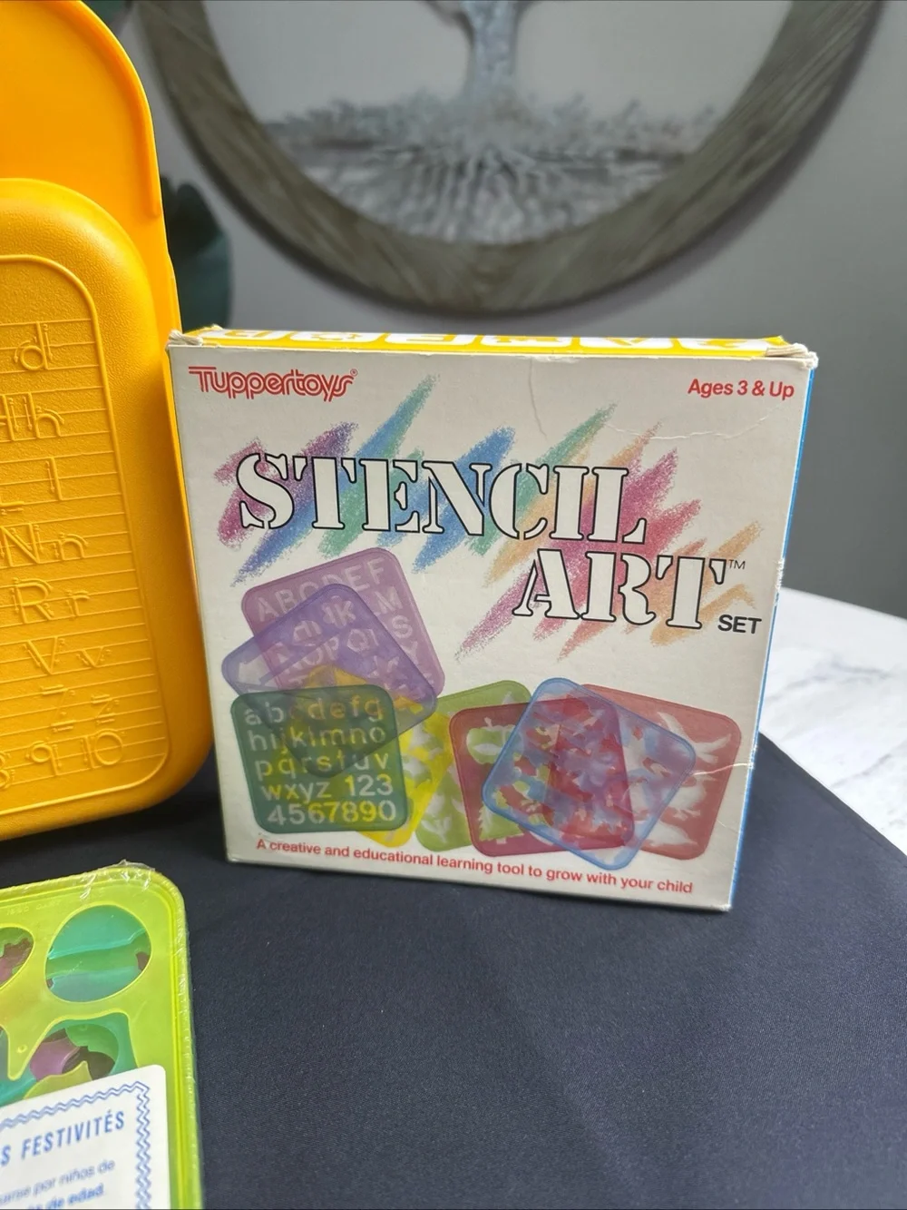 Tupperware Yellow Alphabet Tracing Case with Stencil Sets